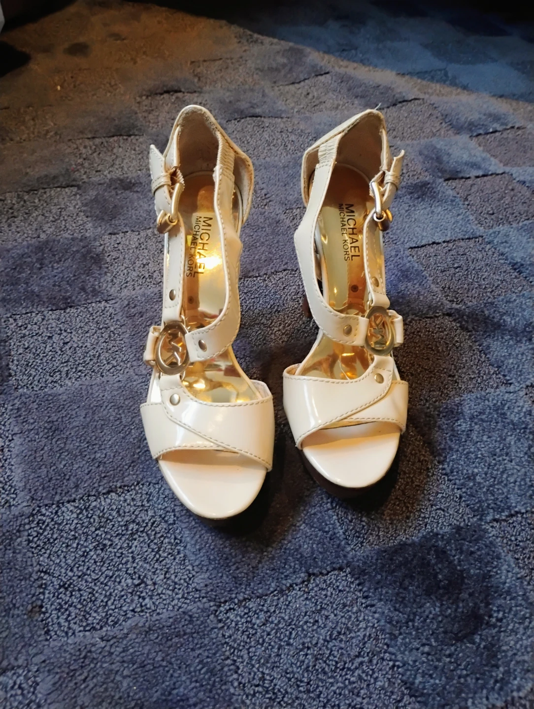 Michael Kors White Platform High Heel Sandals Size 8