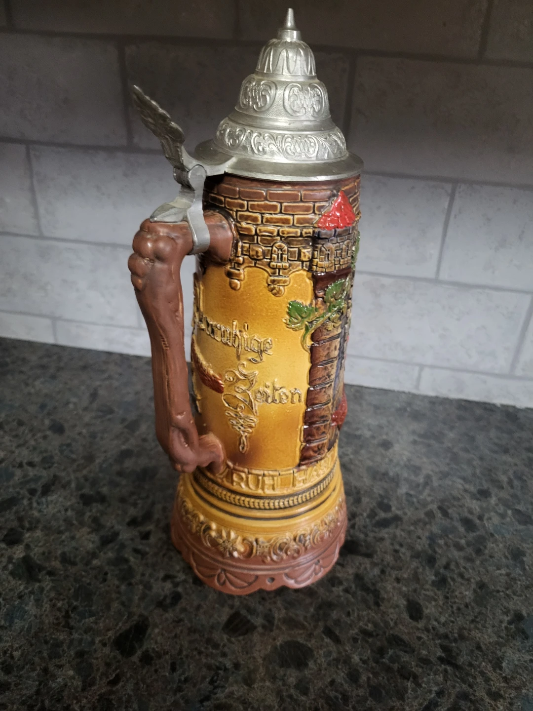 Vintage Ceramic Stein with Pewter Lid - photo 2