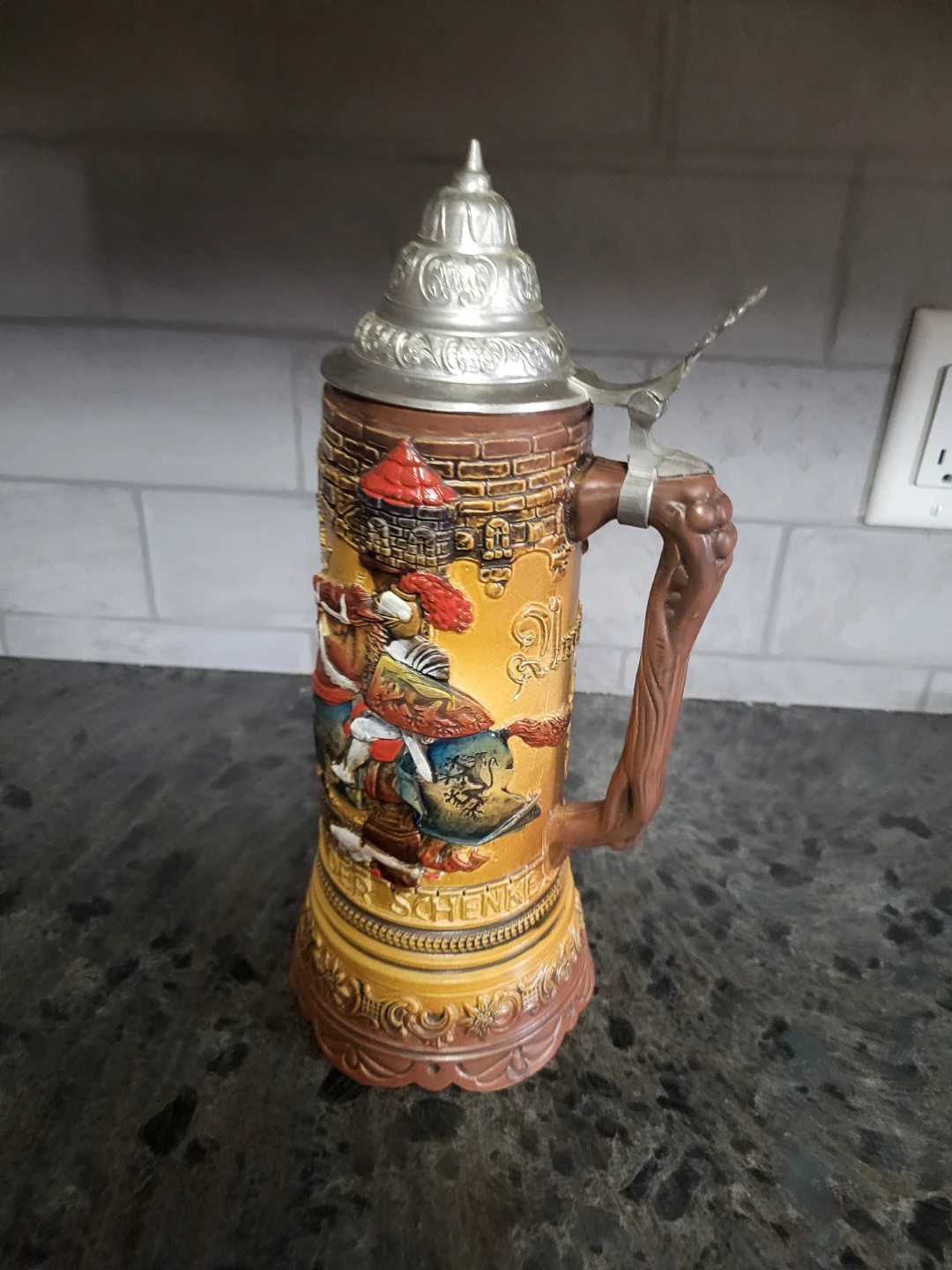 Vintage Ceramic Stein with Pewter Lid - photo 4