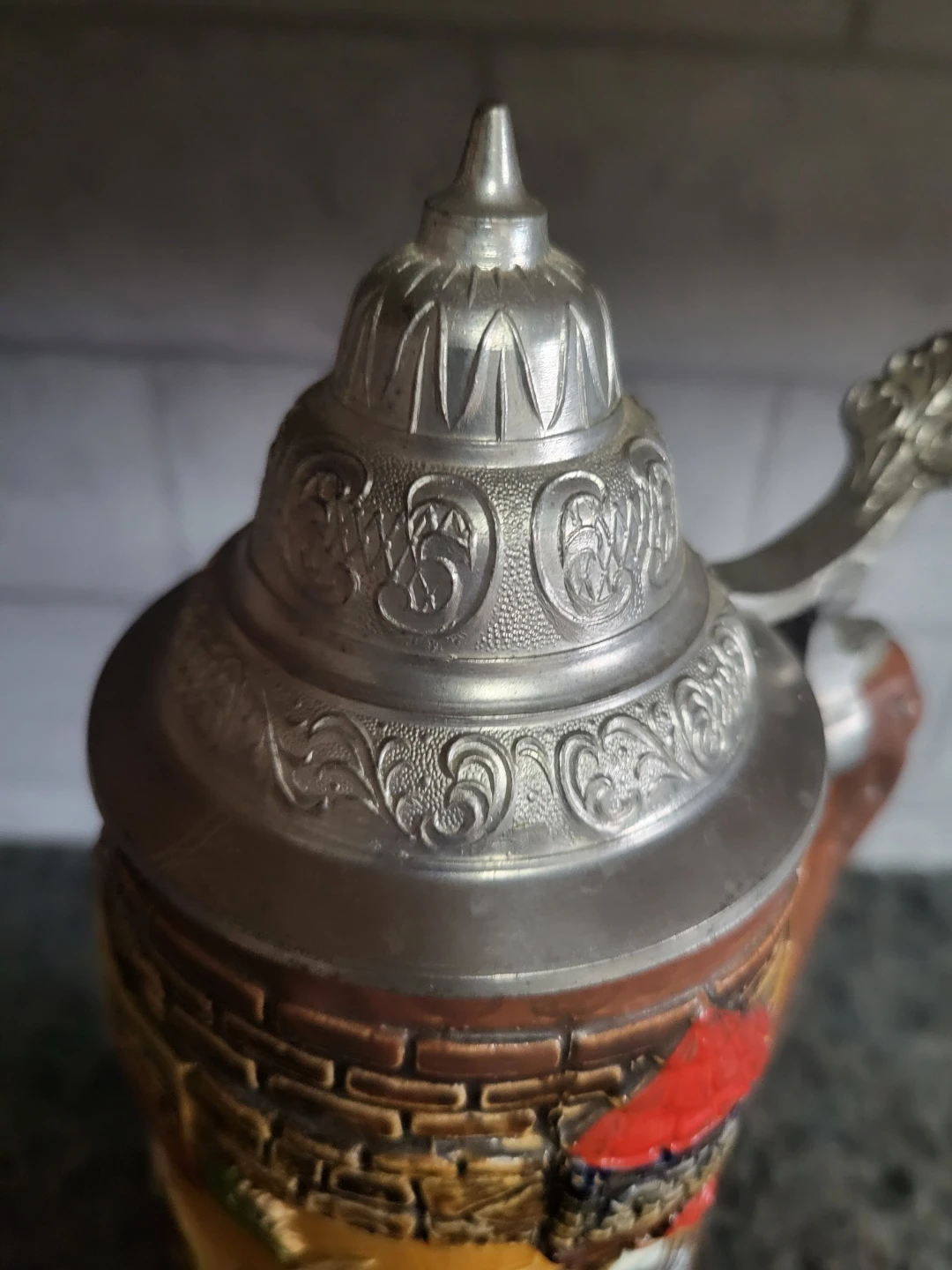 Vintage Ceramic Stein with Pewter Lid - photo 5