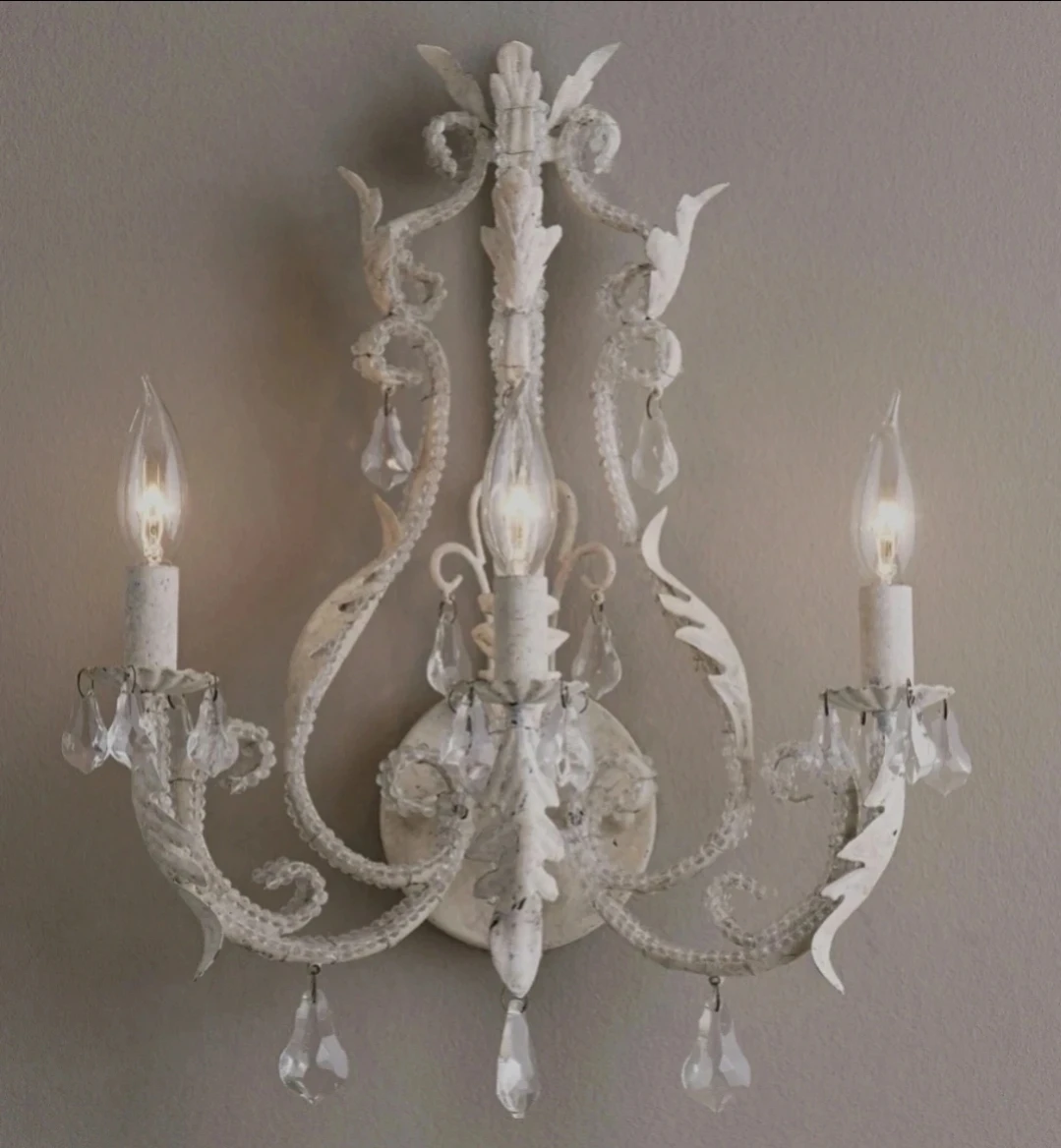 2 Restoration hardware White Chandelier Style Wall Sconces
