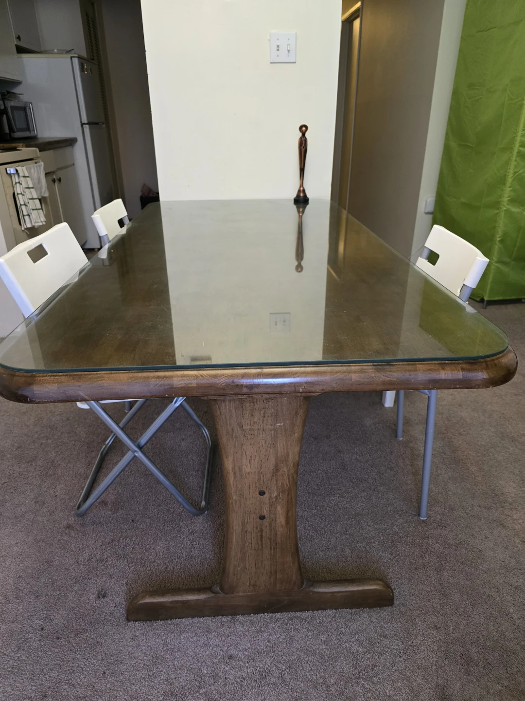 Wooden Dining Table with Glass Top - photo 2