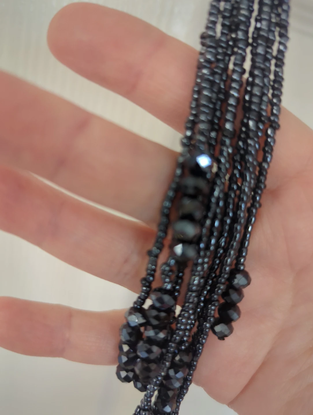 Dark Blue Beaded Lariat Necklace - photo 3