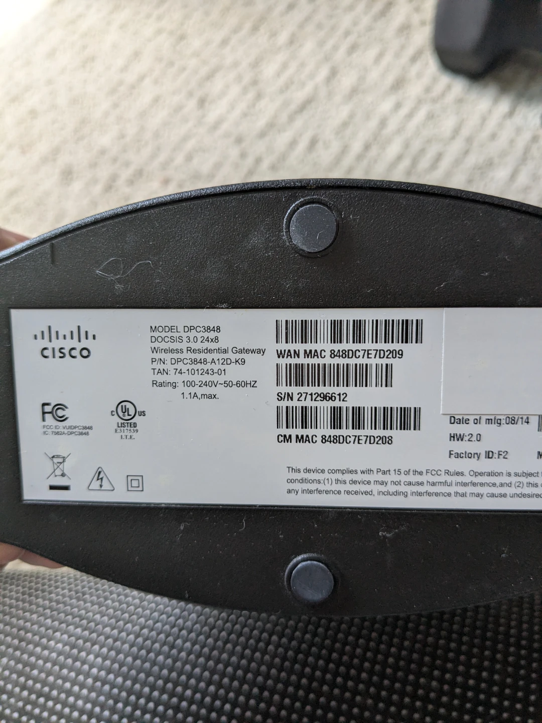 Cisco DPC3848 Wireless Residential Gateway - photo 2