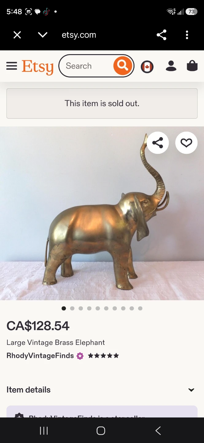 Brass Elephant and Dolphin Figurines - photo 3