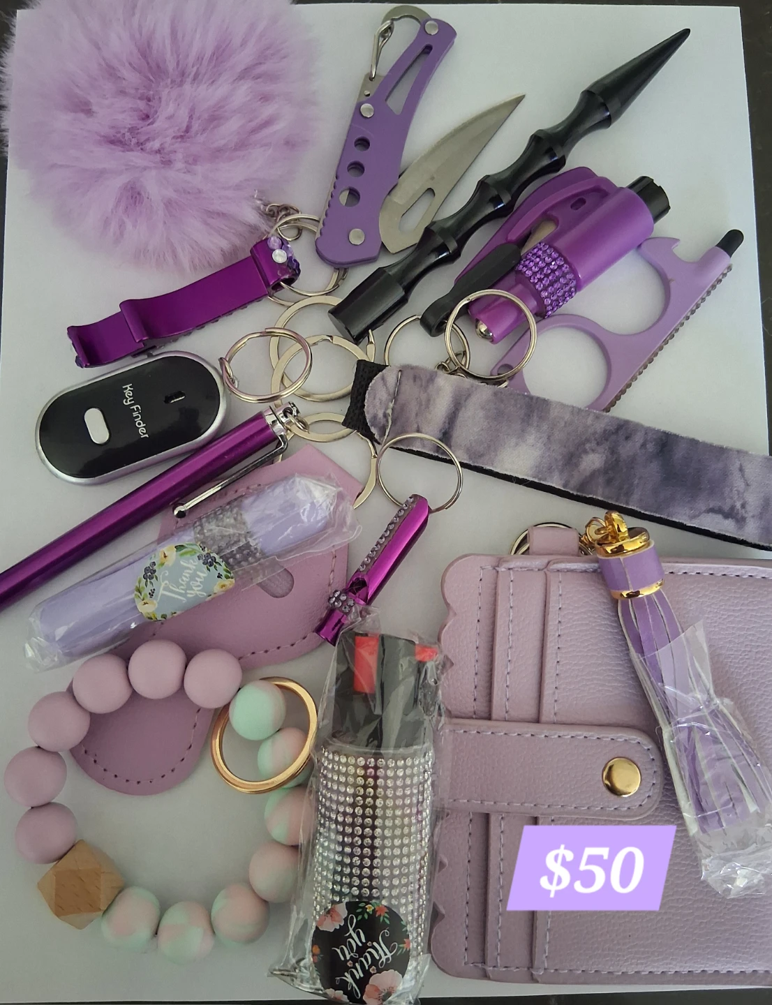 Purple & Pink Self-Defense Keychain & Accessory Set