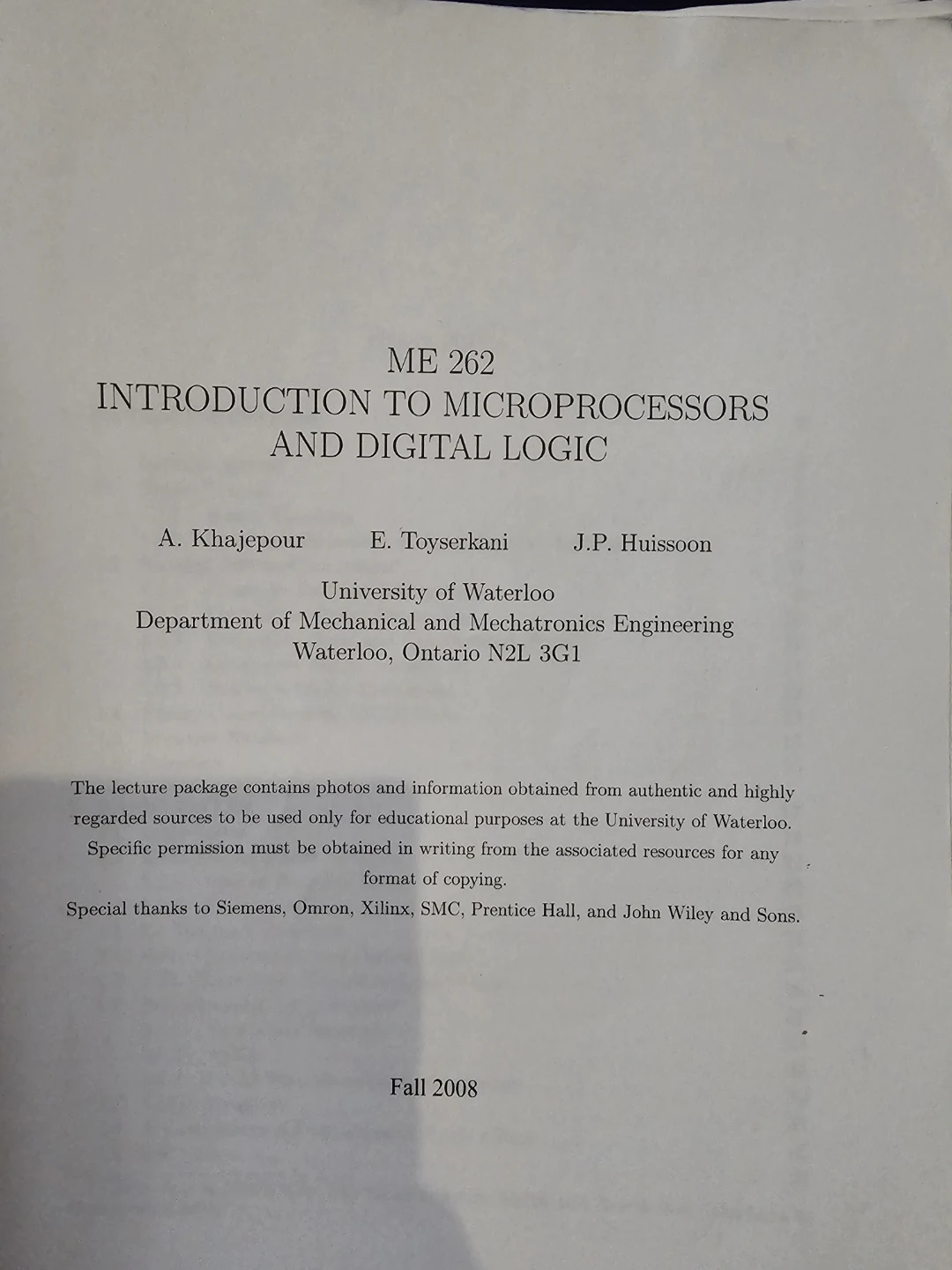ME 262 Introduction to Microprocessors and Digital Logic Course - photo 2