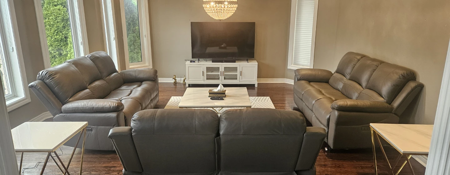 Dark Brown Leather Reclining Sofa