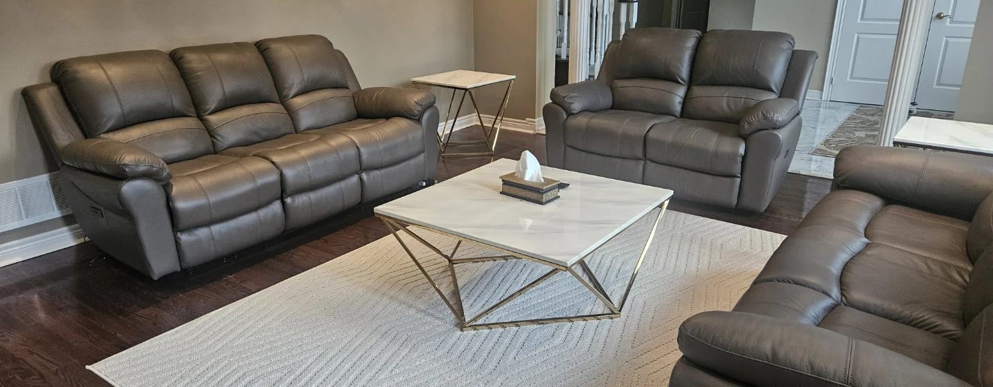 Dark Brown Leather Reclining Sofa - photo 3