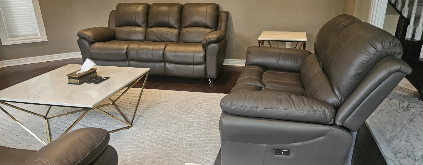 Dark Brown Leather Reclining Sofa - photo 5