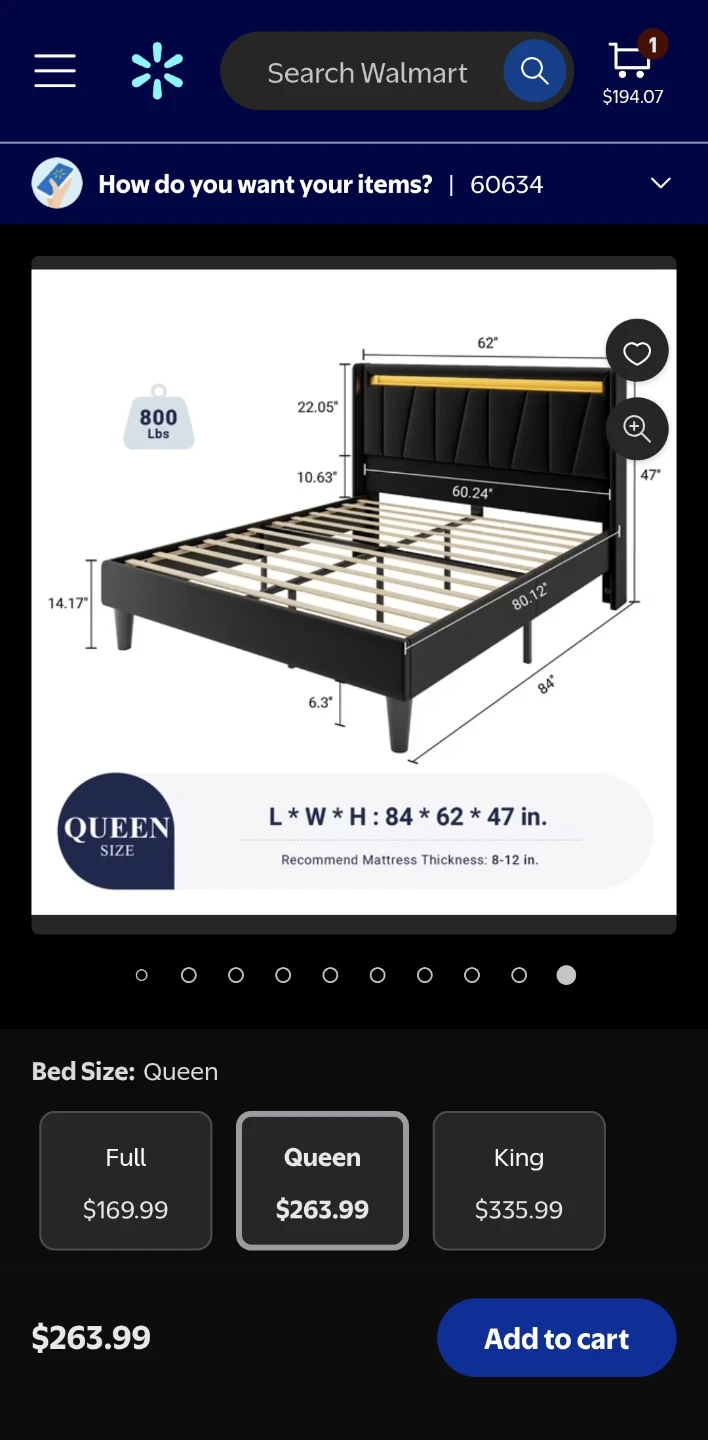 Allewie Queen Size LED Bed Frame with Charging Station - photo 5