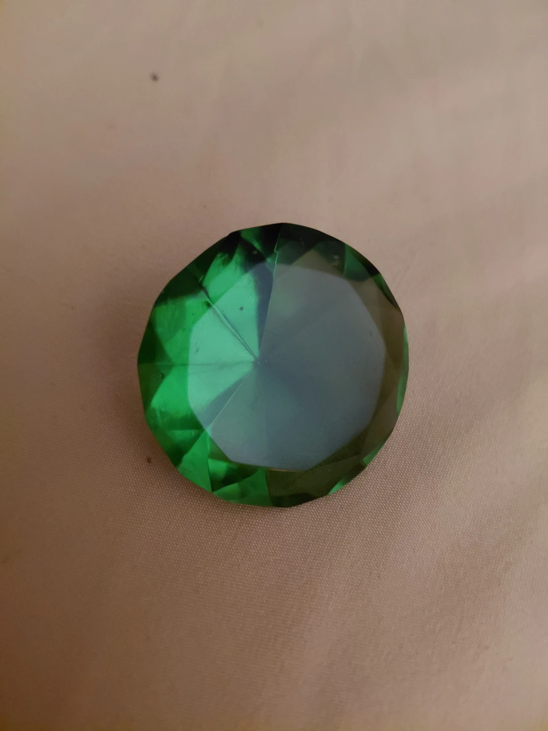 Green Glass Gem Paperweight