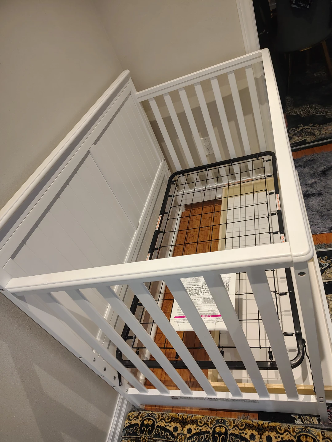 White Crib with Drawer and Mattress - photo 2