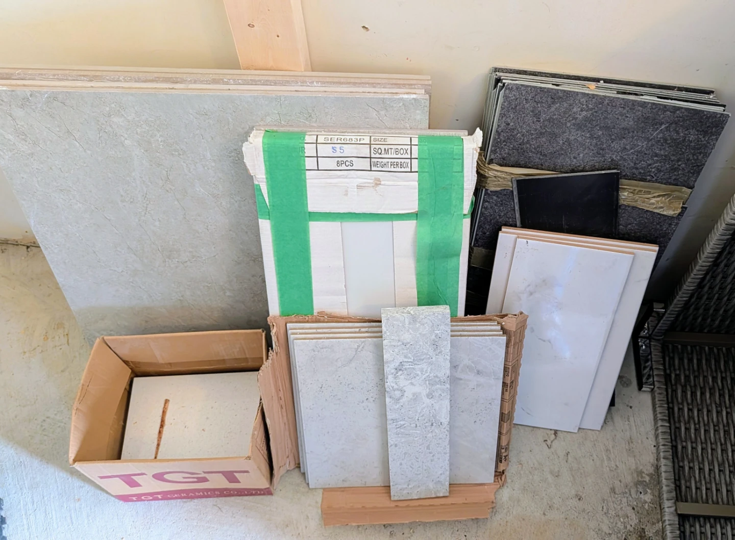 Assorted Ceramic Tiles and Flooring Pieces