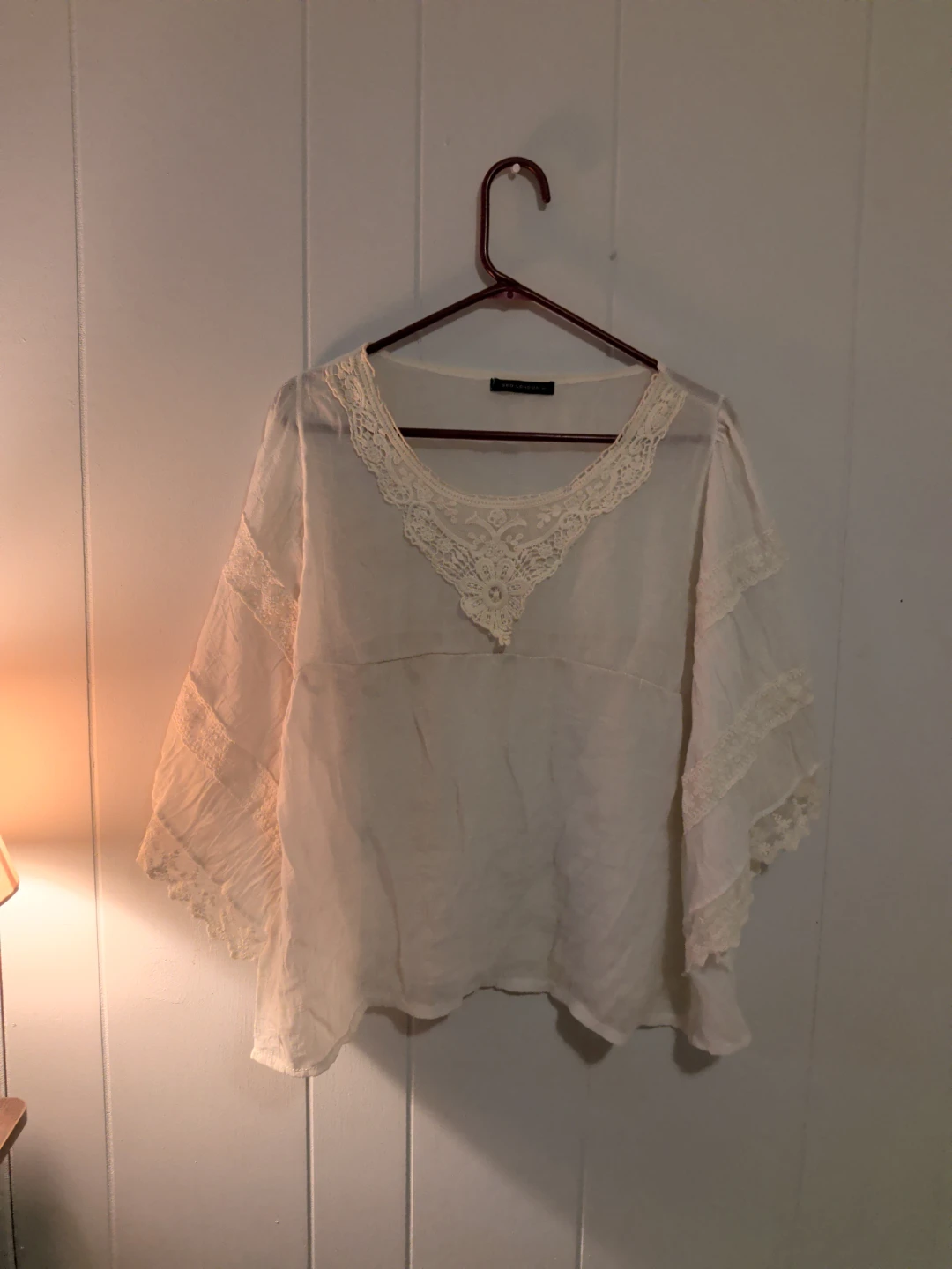 White Lace Trim Blouse