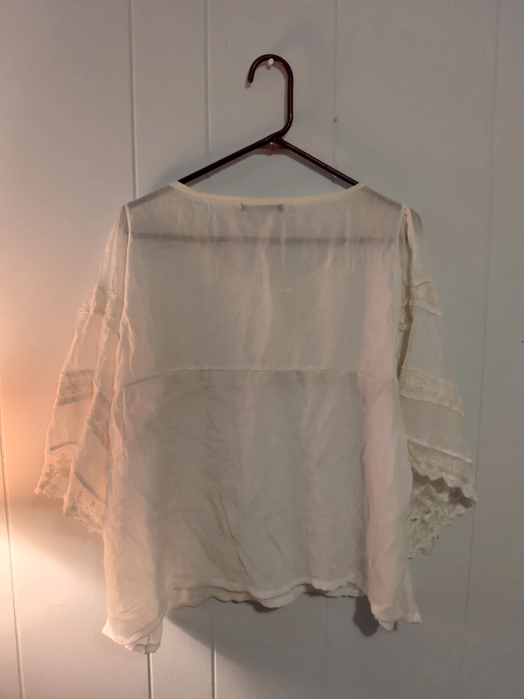 White Lace Trim Blouse - photo 2