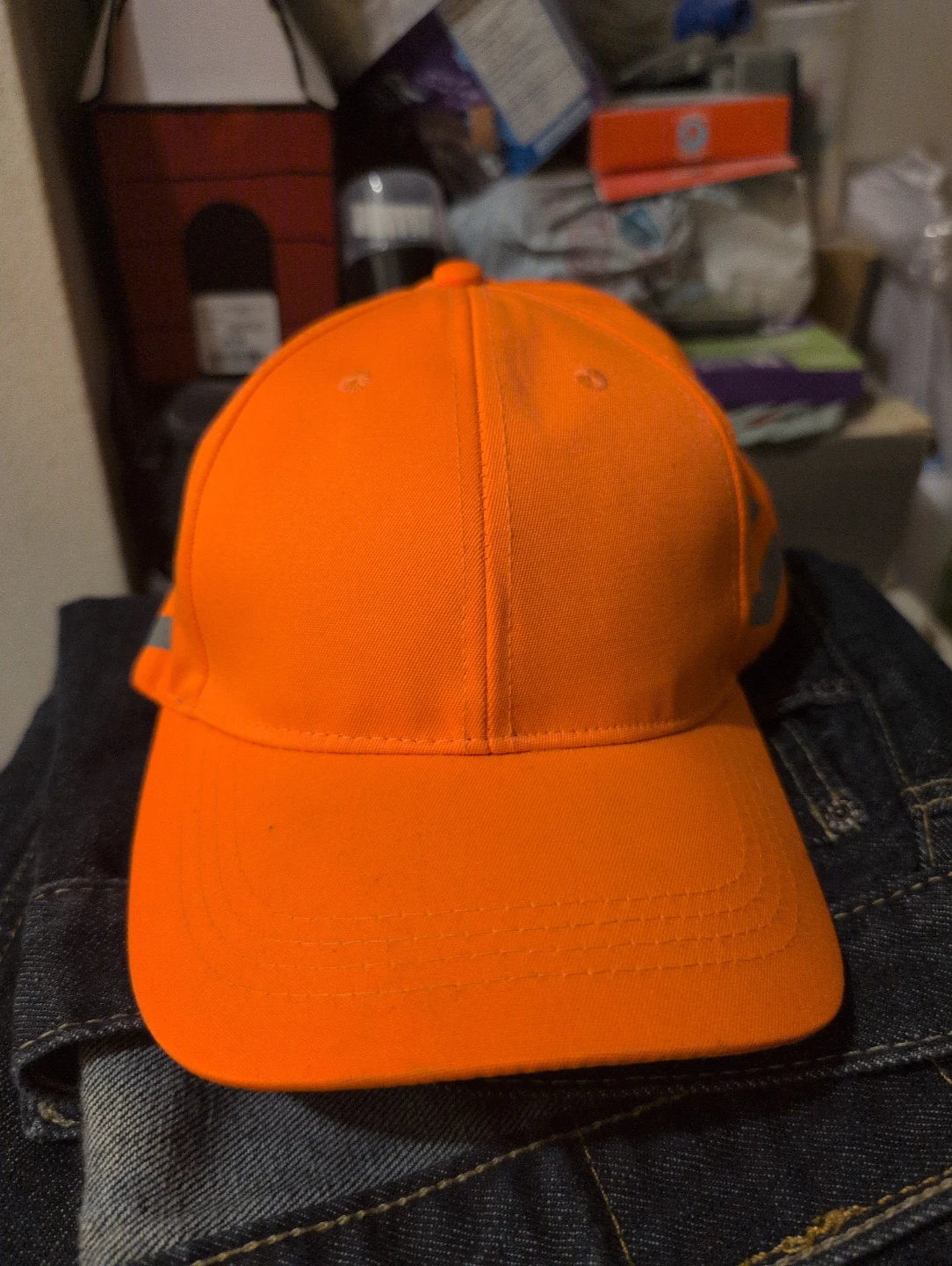 Orange Baseball Cap with Reflective Stripes