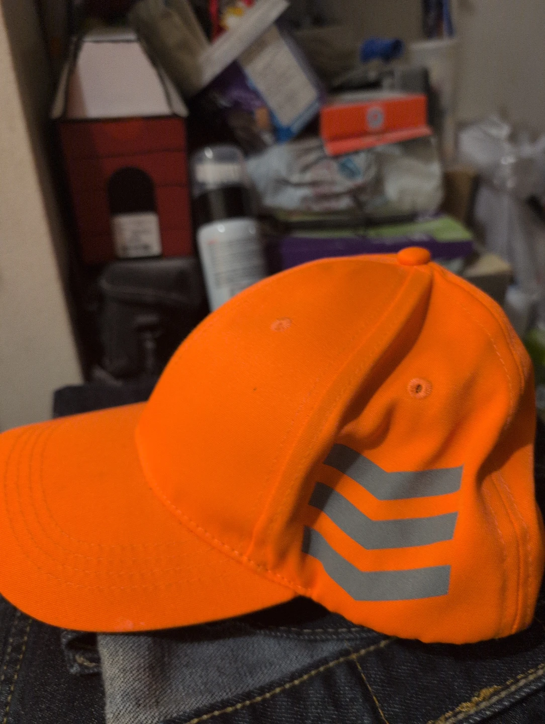 Orange Baseball Cap with Reflective Stripes - photo 2