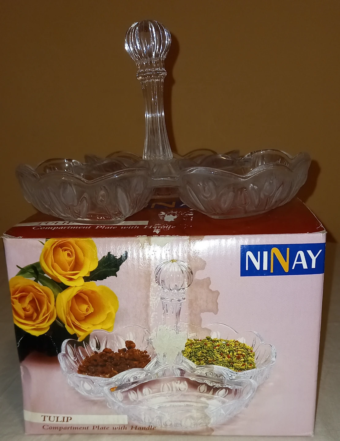 Ninay Crystal Compartment Plate with Handle