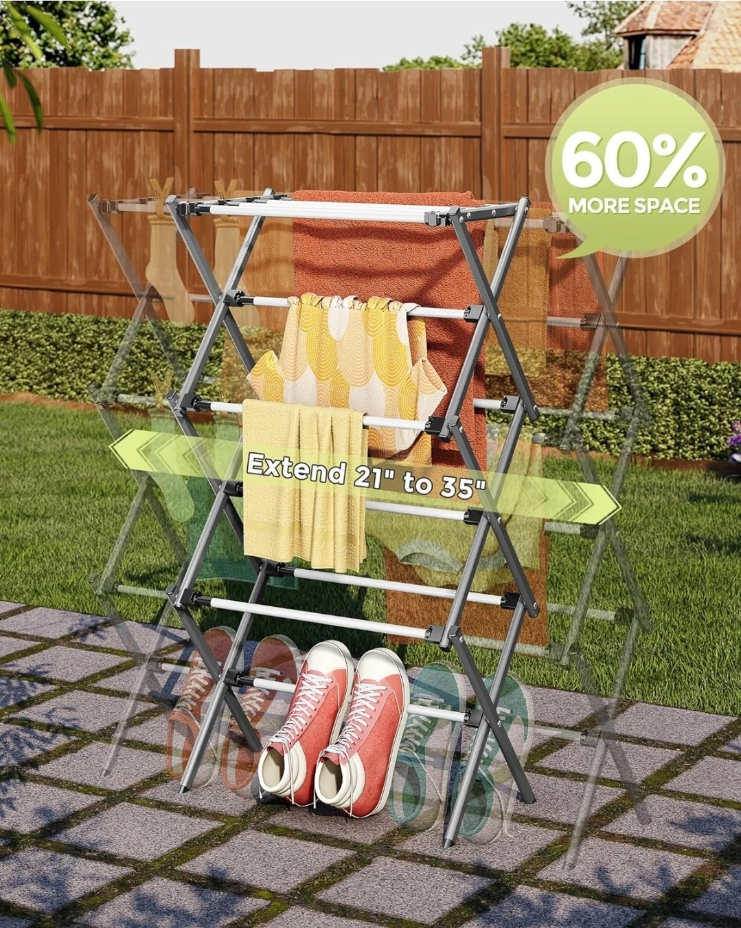 Expandable Drying Rack Clothes, 3 Tiers - photo 4