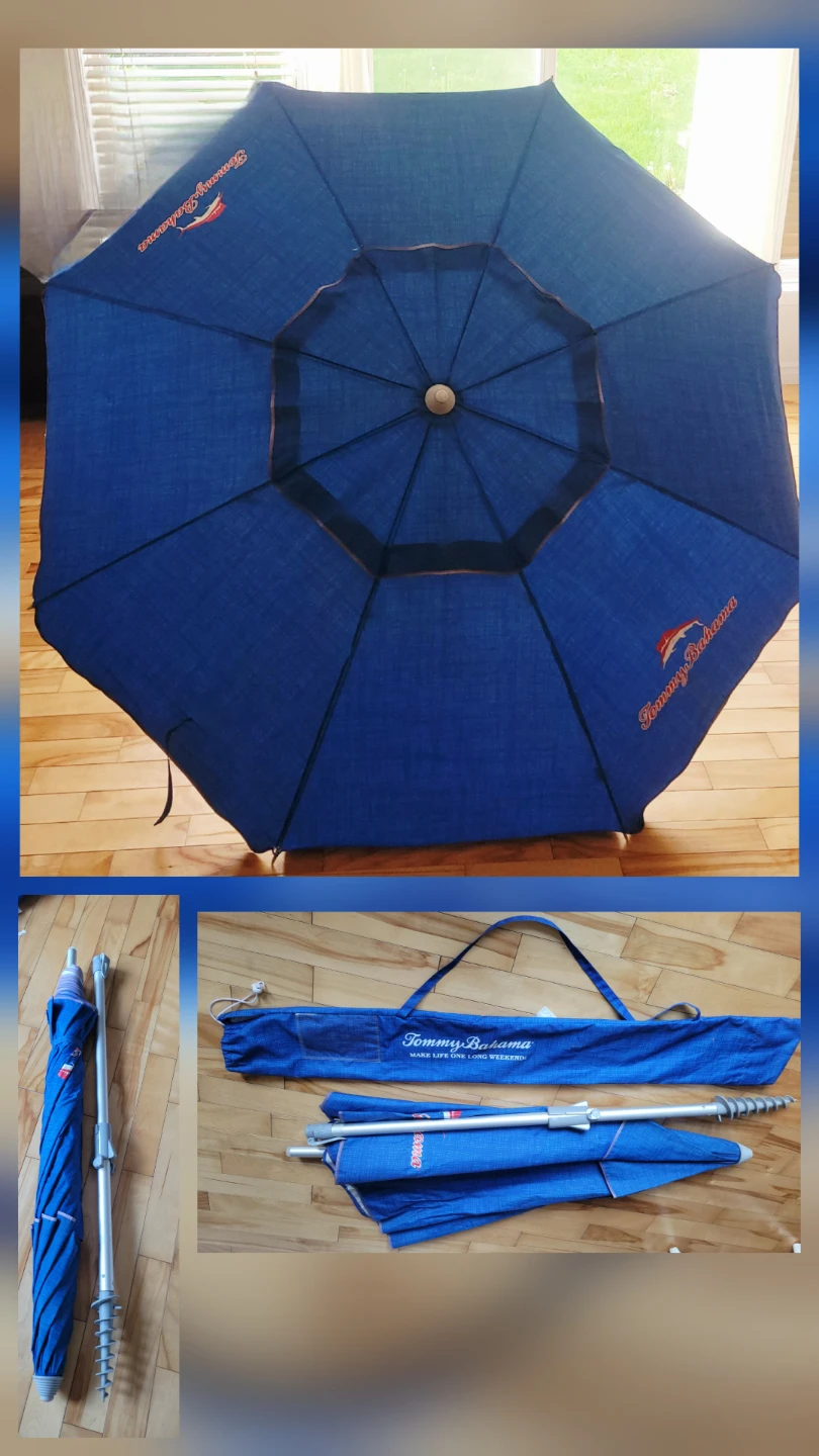 Tommy Bahama Blue Beach Umbrella with Pole and Bag - photo 2