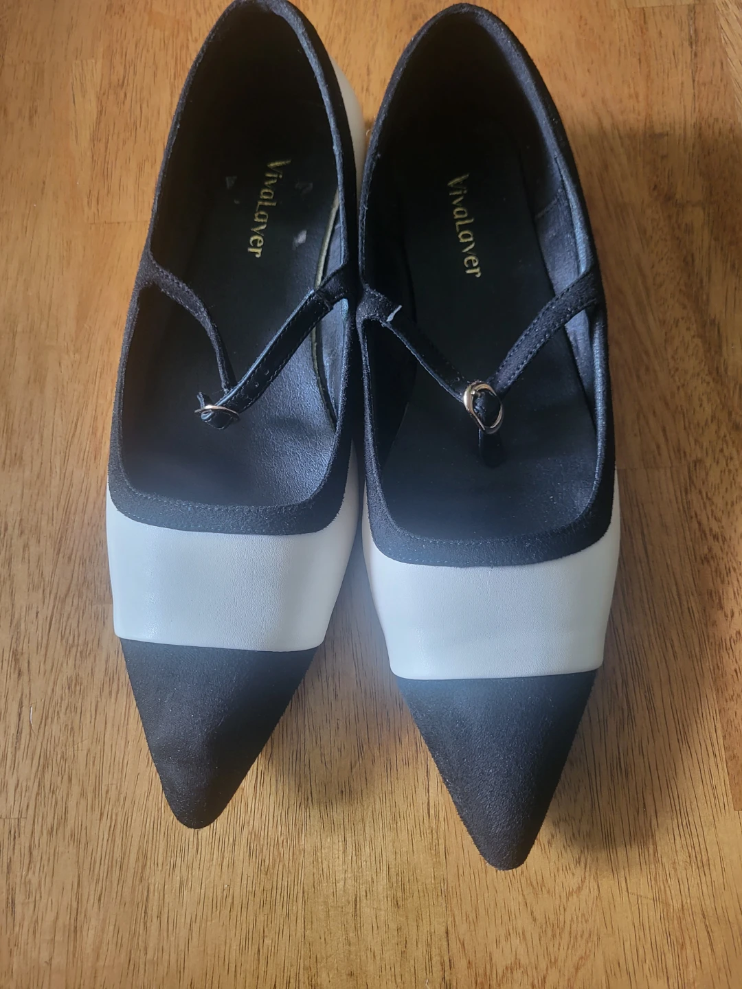 Vivalaver Women's Mary Jane Flats Black & White Size 7