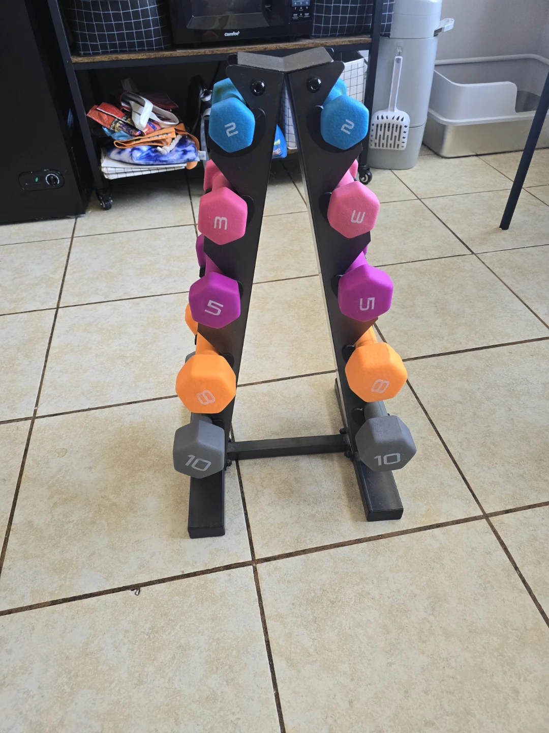 Set of Dumbbells with Rack 2lb to 10lb