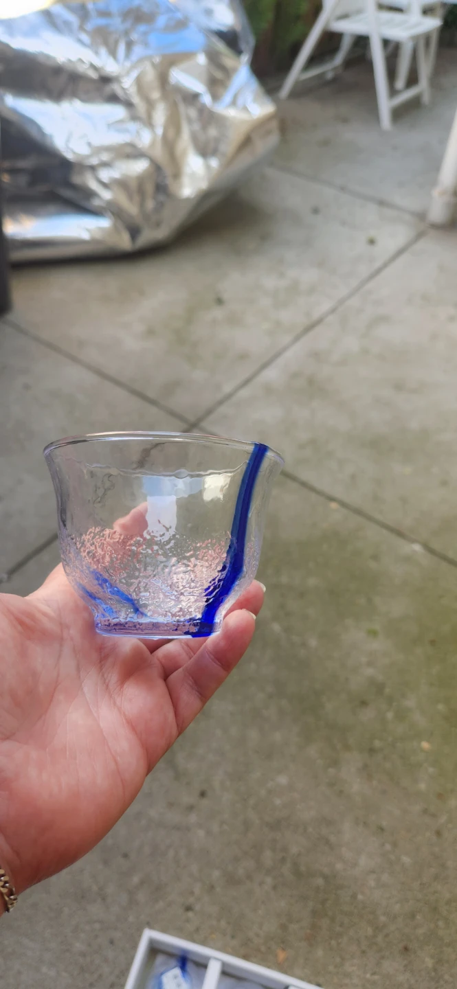 Set of 5 Japanese Sake Glasses with Blue Accents - photo 3