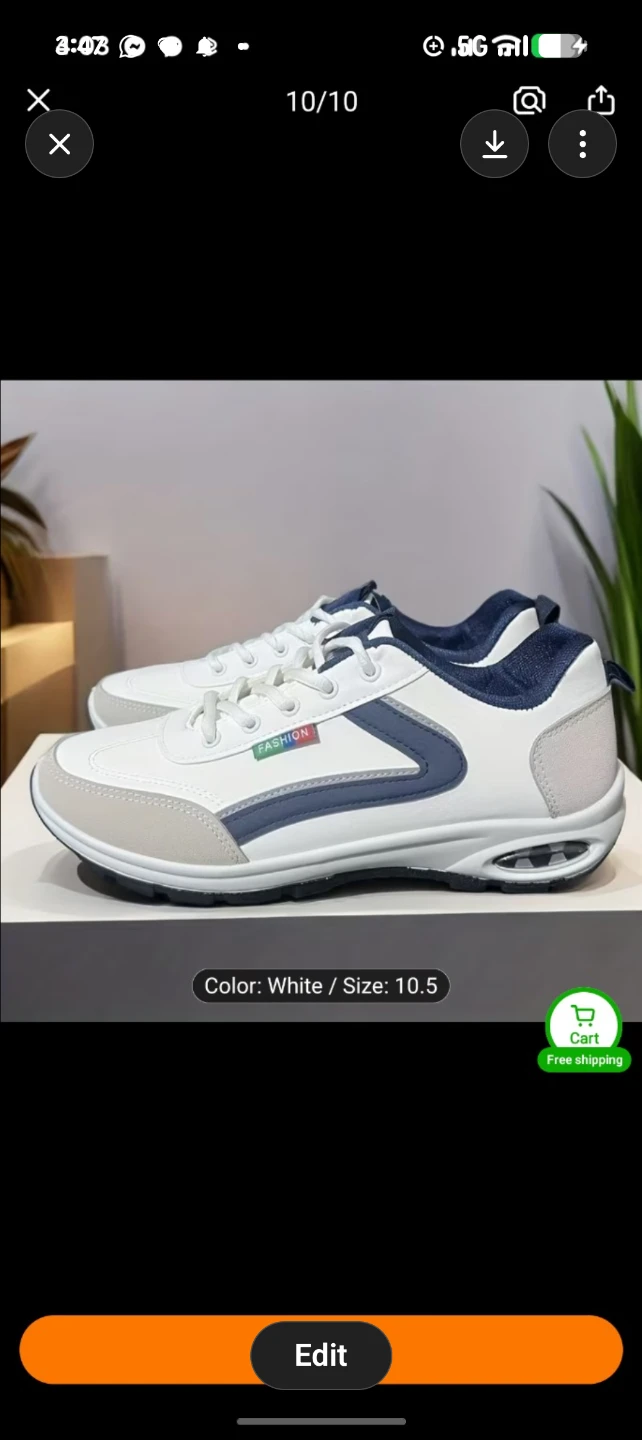 White Fashion Sneakers - Size 10.5