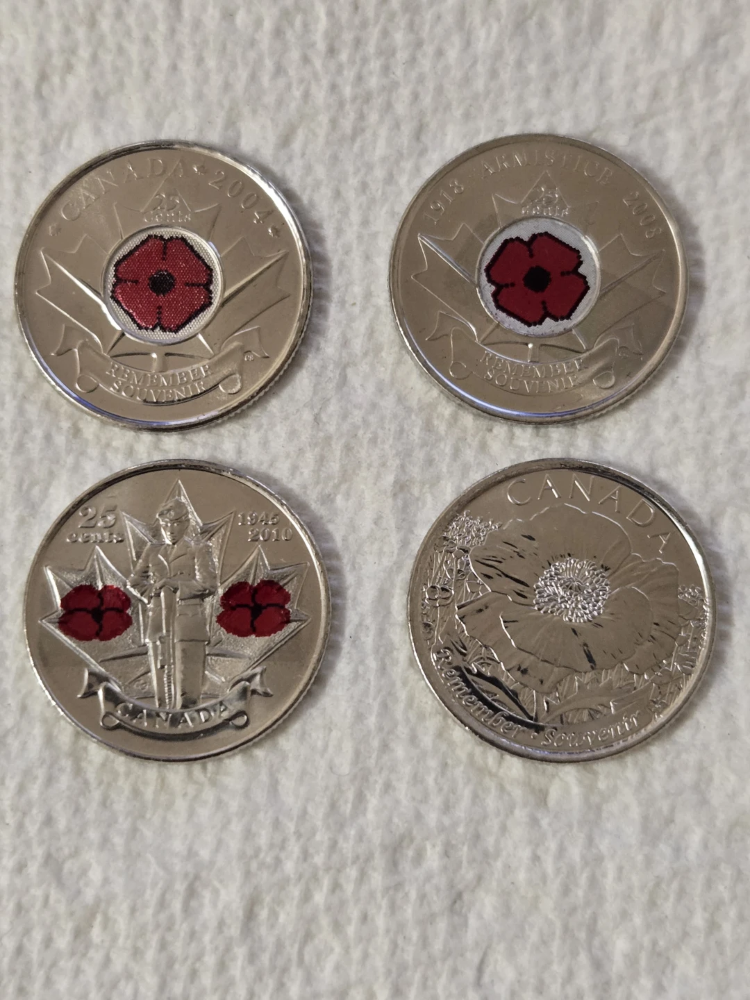 4 Canadian 25 Cents Coins