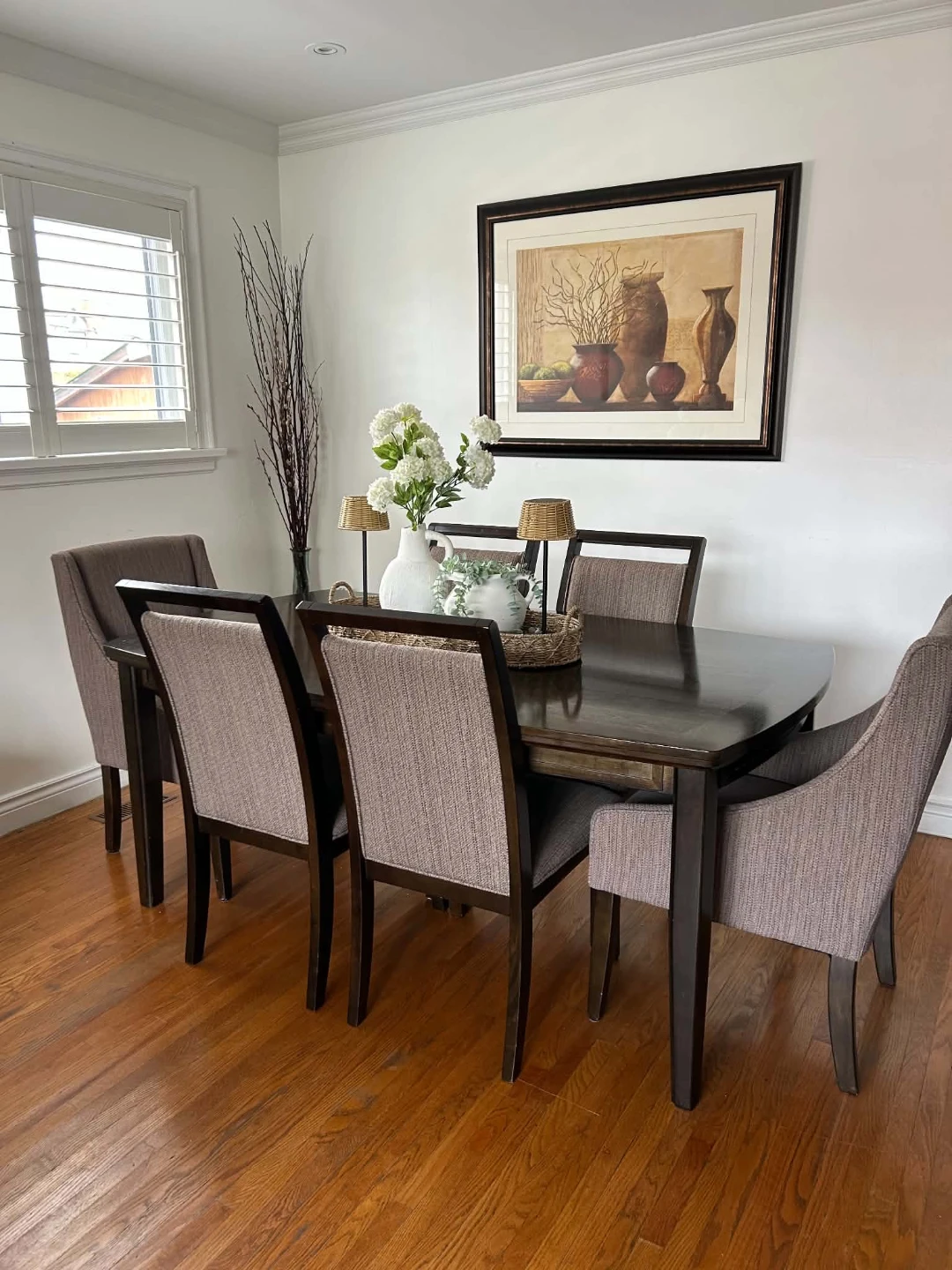 Dark Brown Dining Table with Extension Leaf