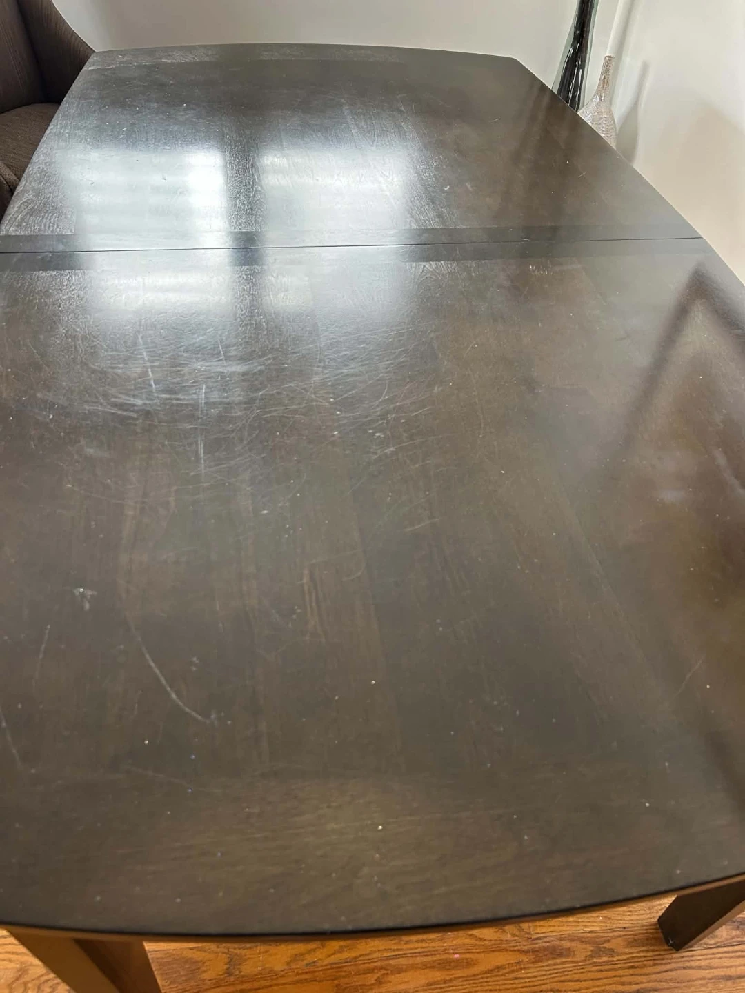 Dark Brown Dining Table with Extension Leaf - photo 2