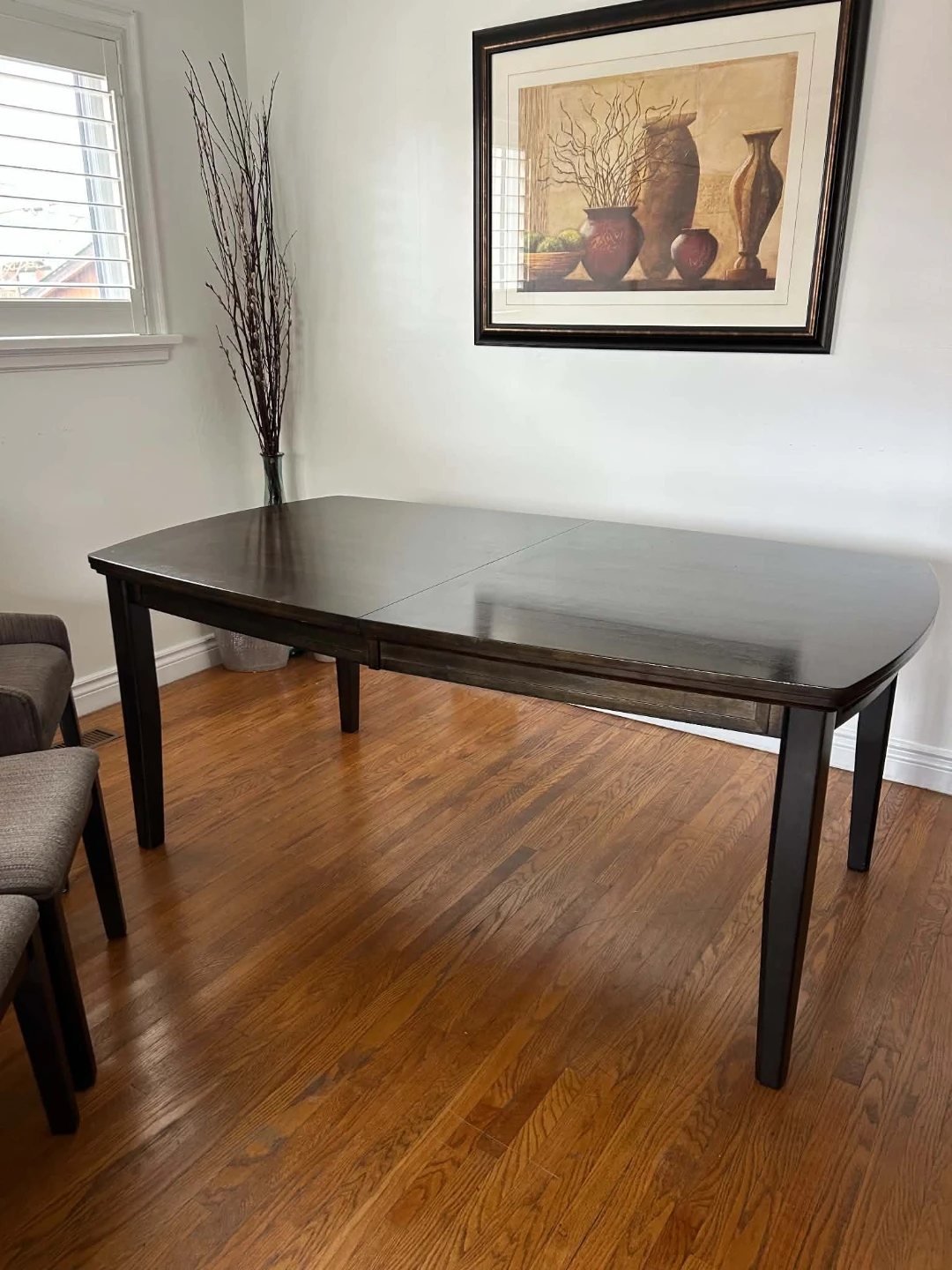 Dark Brown Dining Table with Extension Leaf - photo 4