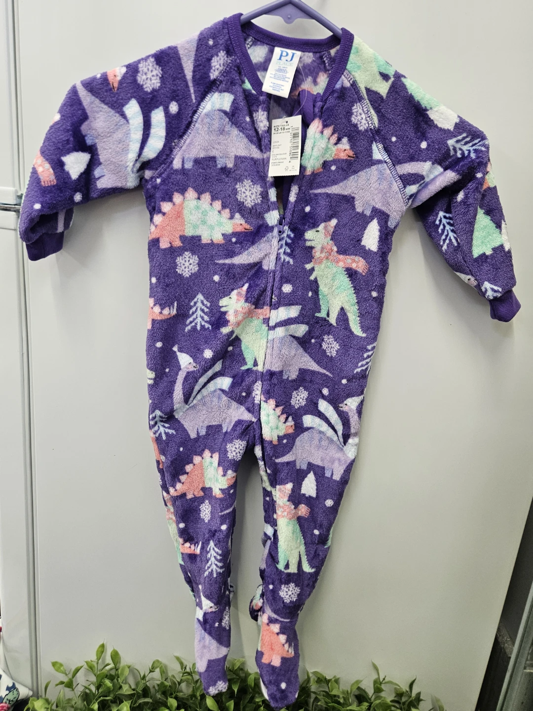 PJ Place Kids Dinosaur Fleece Footie Pajamas 12-18m
