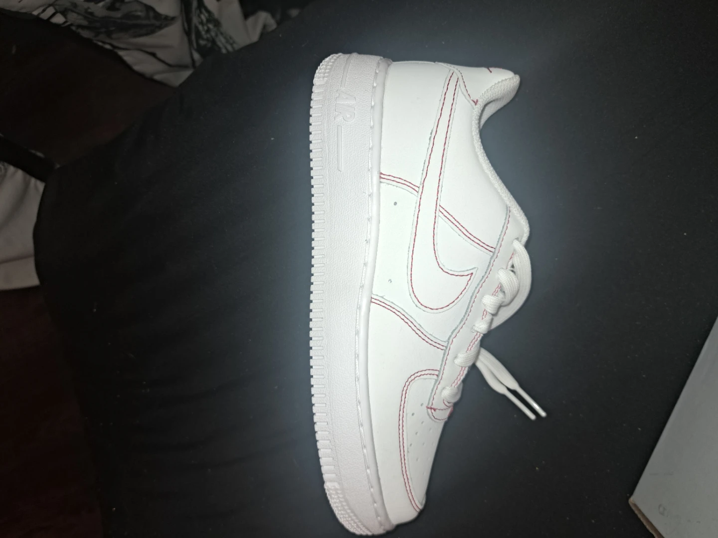 Nike Air Force 1 LV8 GS White Red Stitch Shoes Size 5Y