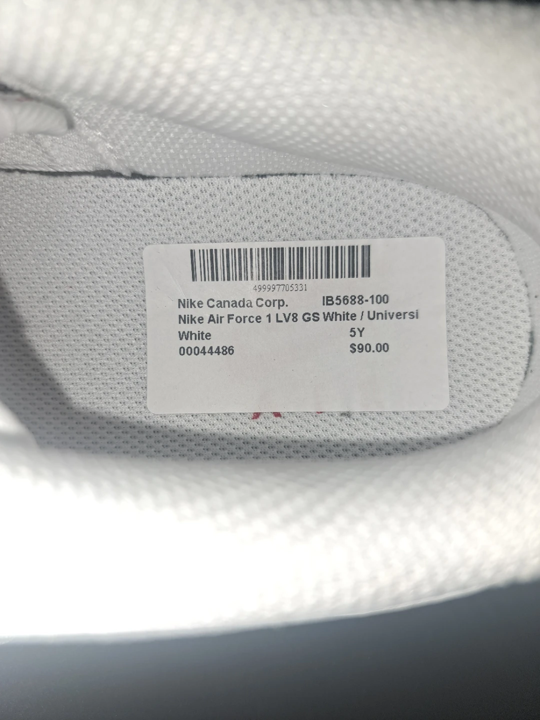 Nike Air Force 1 LV8 GS White Red Stitch Shoes Size 5Y - photo 2