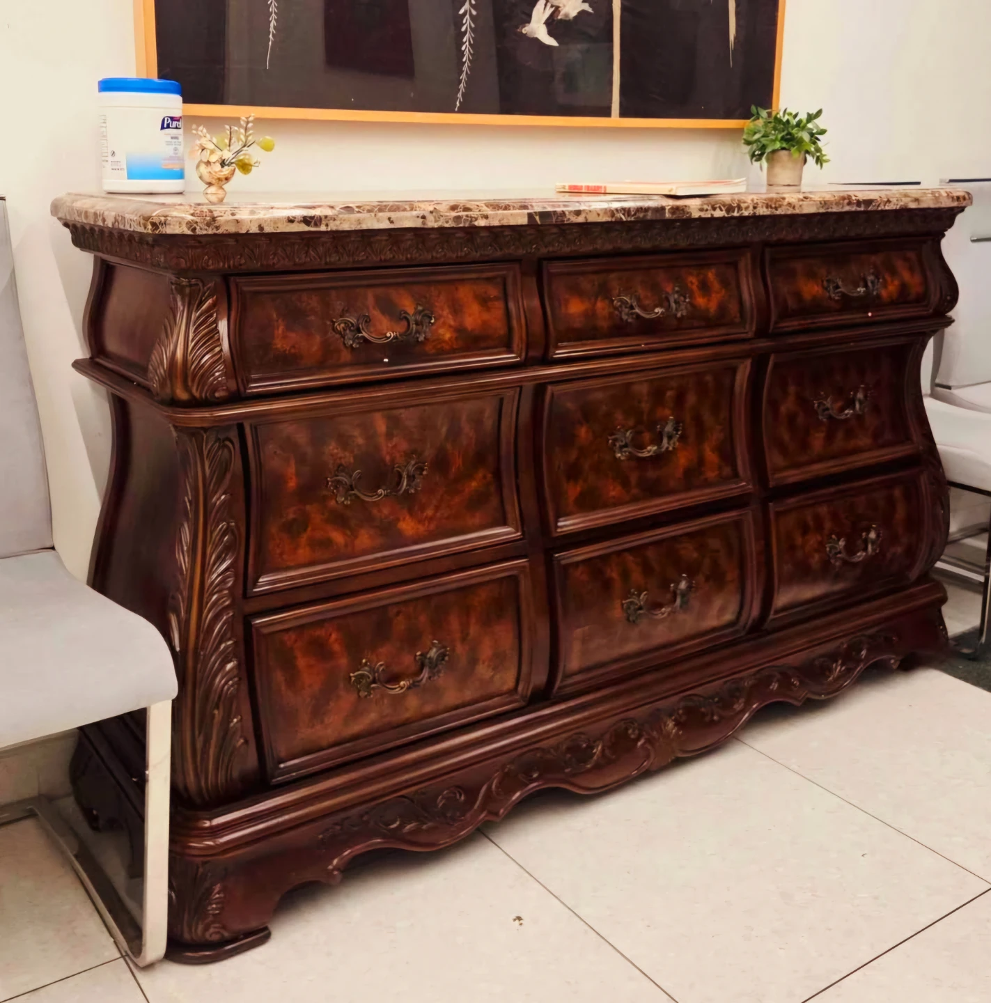 Brand New Solid Wood 9 Drawer Dresser With Marble Top - photo 2