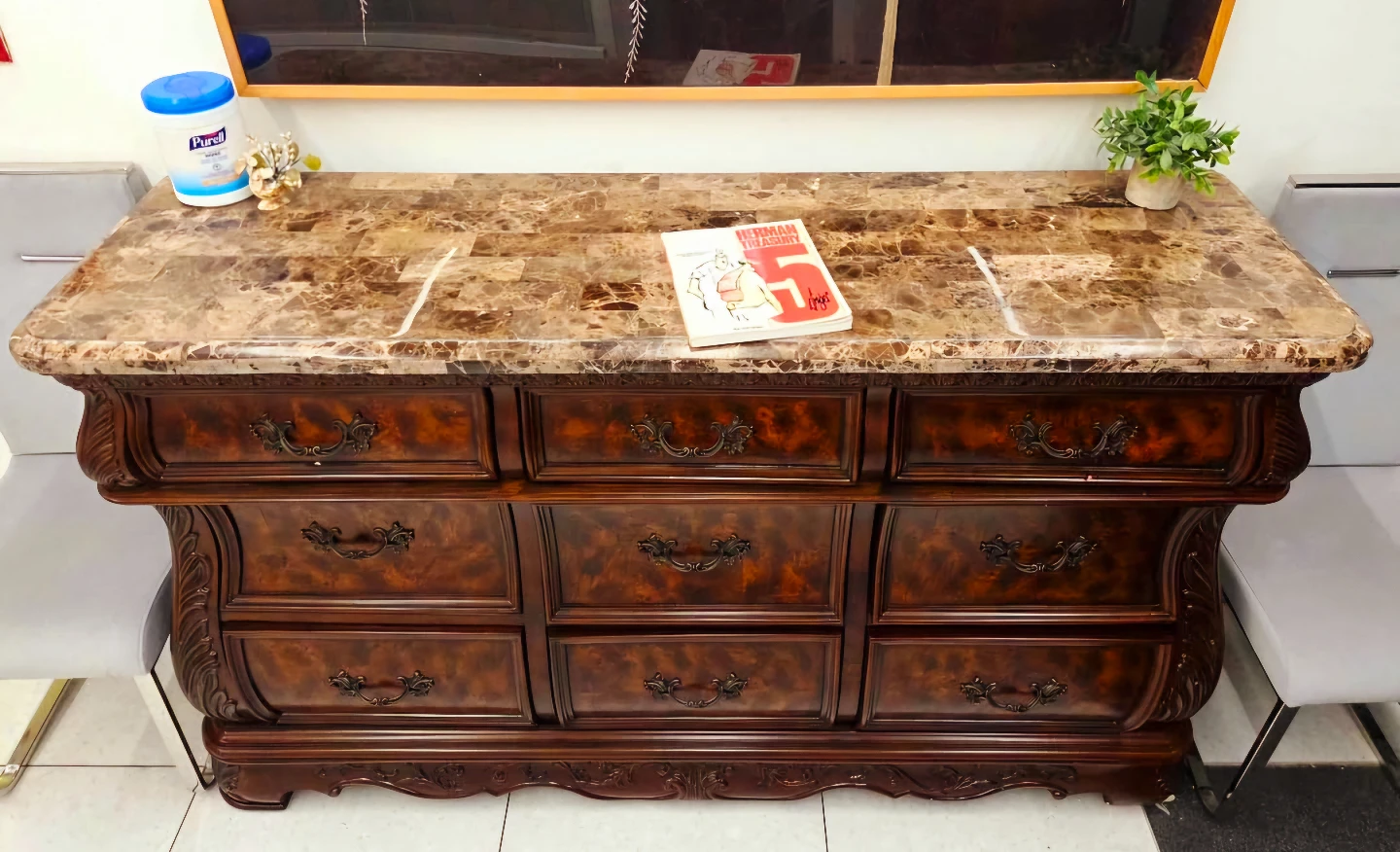 Brand New Solid Wood 9 Drawer Dresser With Marble Top - photo 3