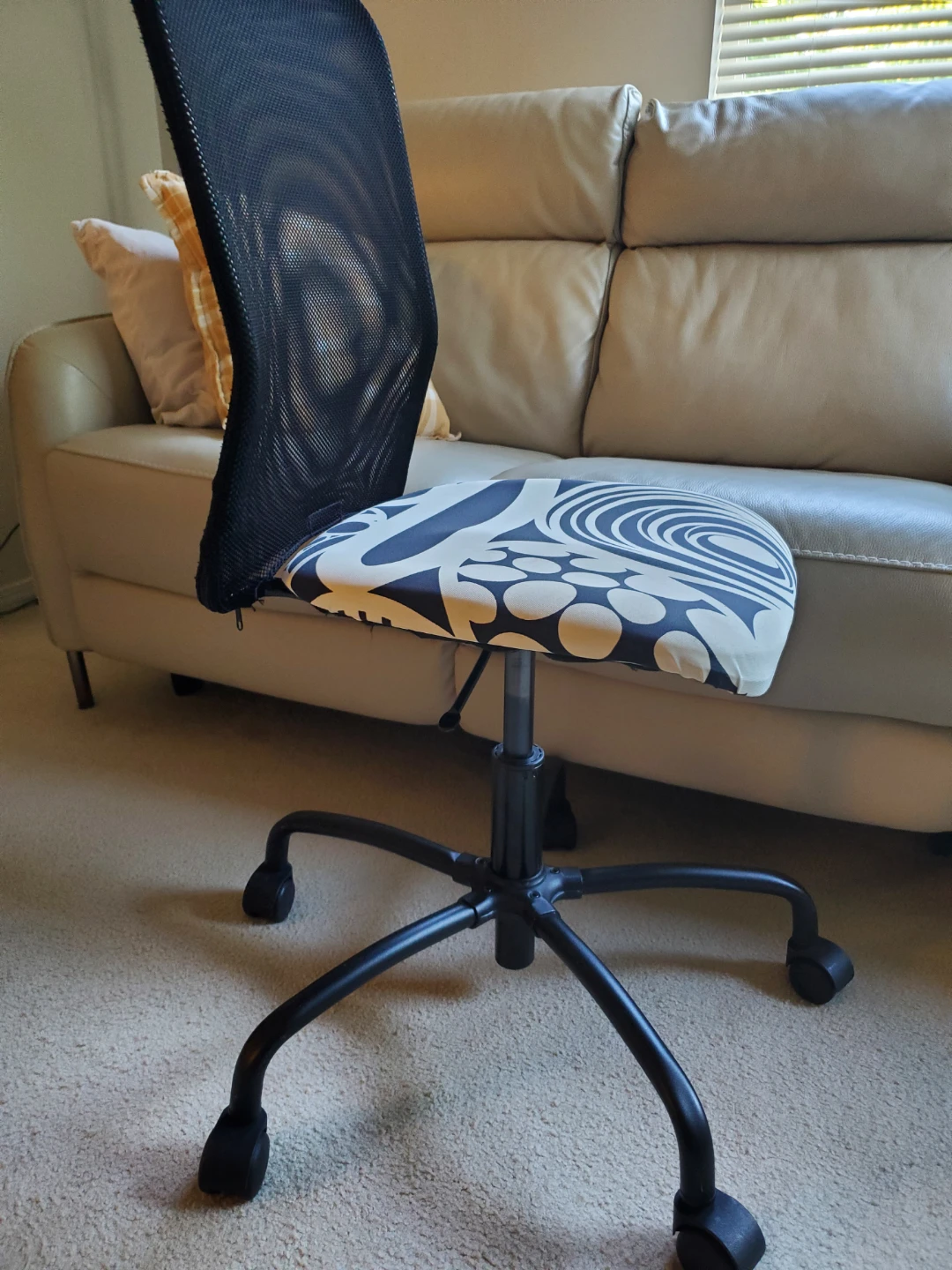 IKEA Office Chair with Custom Black and White Patterned Seat - photo 3