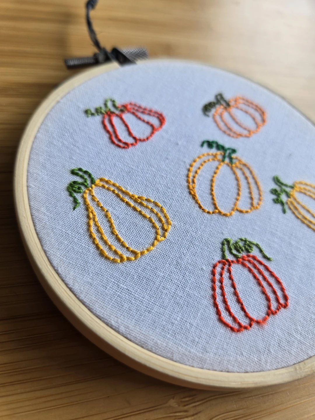 Hand-embroidered Pumpkin 4inch Hoop Art