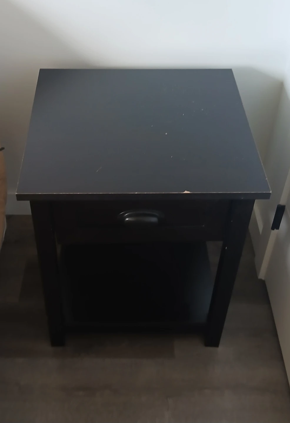 Black Nightstand with Drawer and Shelf - photo 2