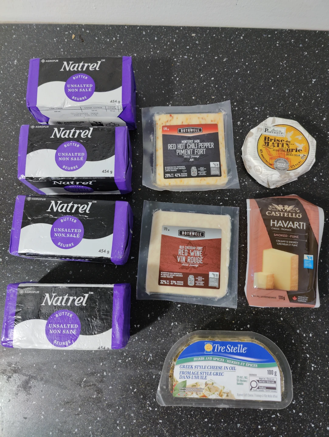 Natrel Unsalted Butter and Assorted Cheeses