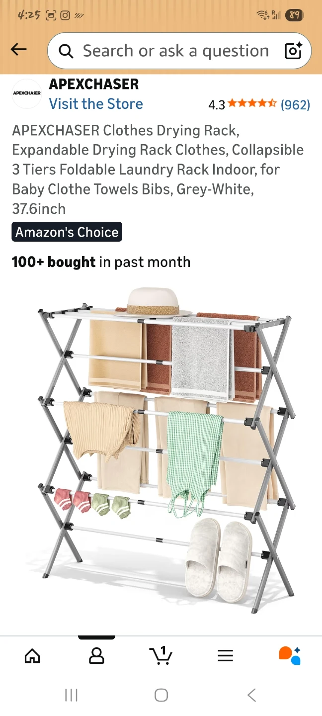 Expandable Drying Rack Clothes, 3 Tiers