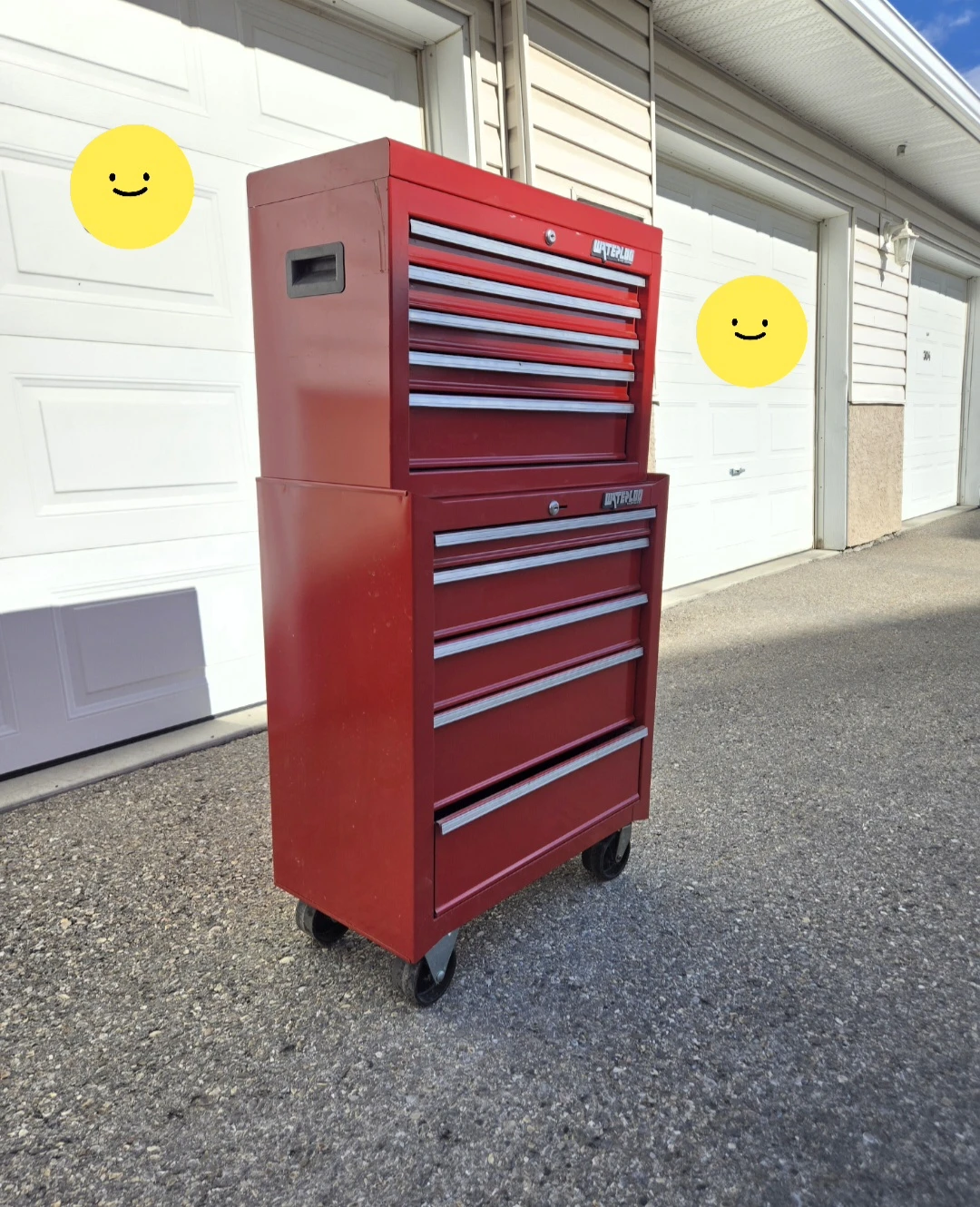 26" Waterloo Red Metal Rolling Tool Chest Cabinet with Drawers