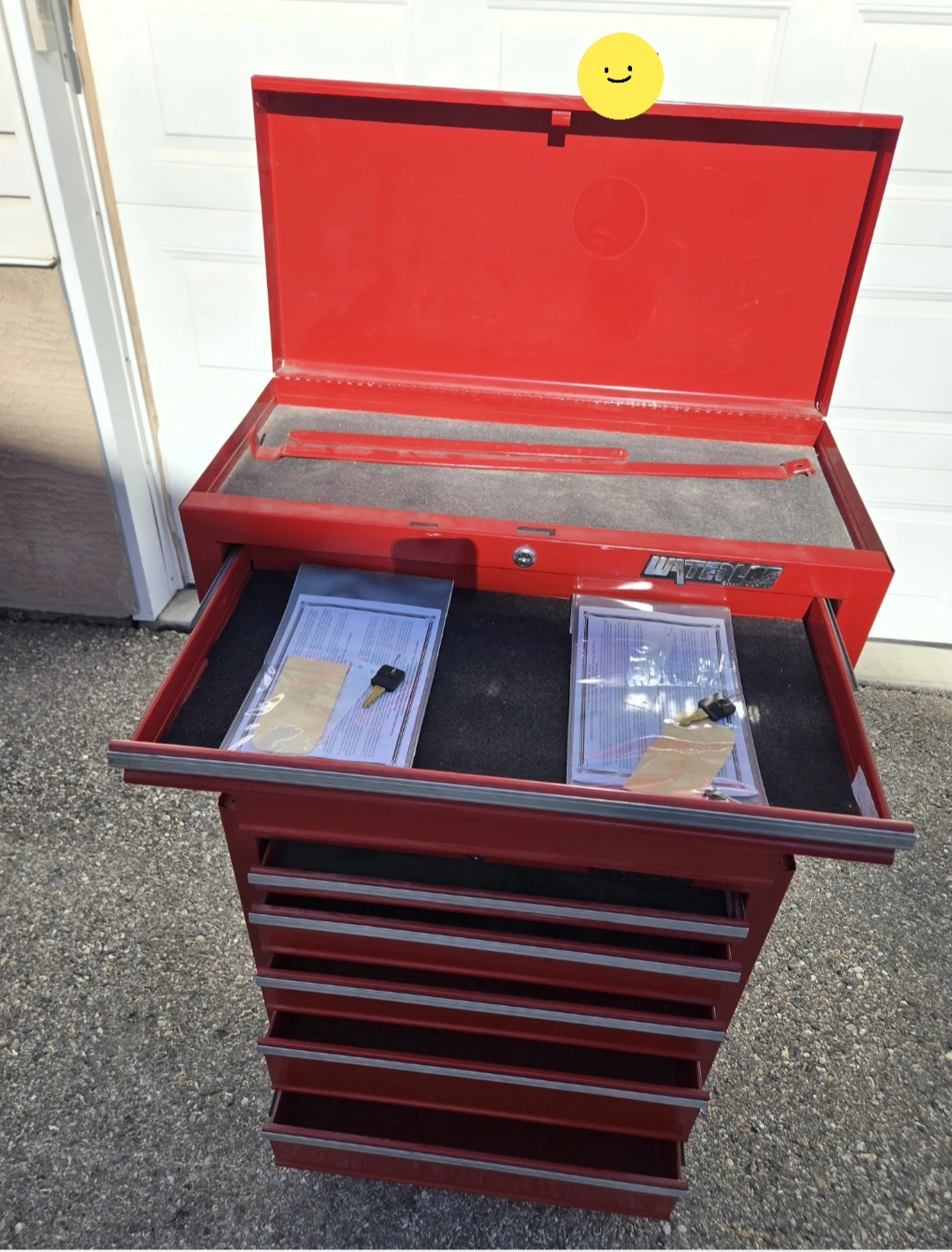 26" Waterloo Red Metal Rolling Tool Chest Cabinet with Drawers - photo 2