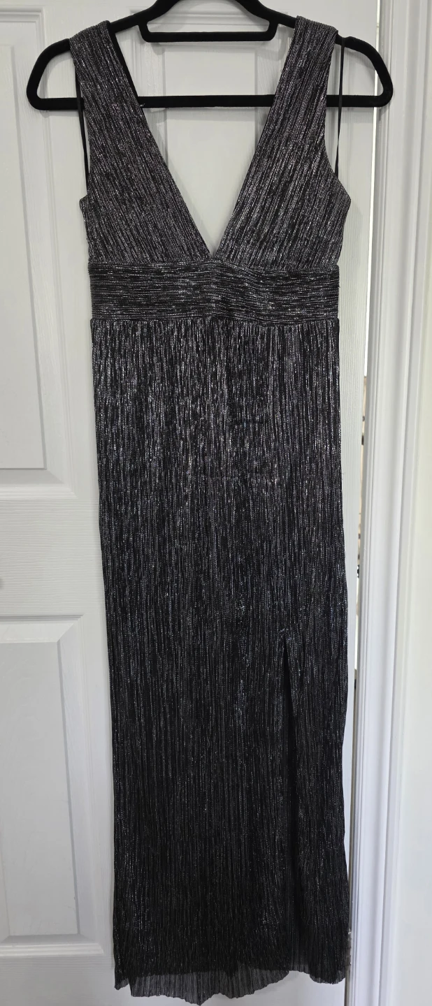 New Look Black Metallic Maxi Dress Size 8 - photo 4