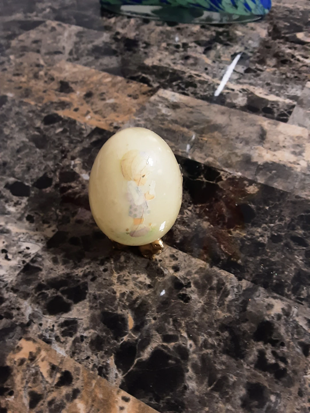 Precious Moments Easter Egg Figurine with Easter bunny gold base
