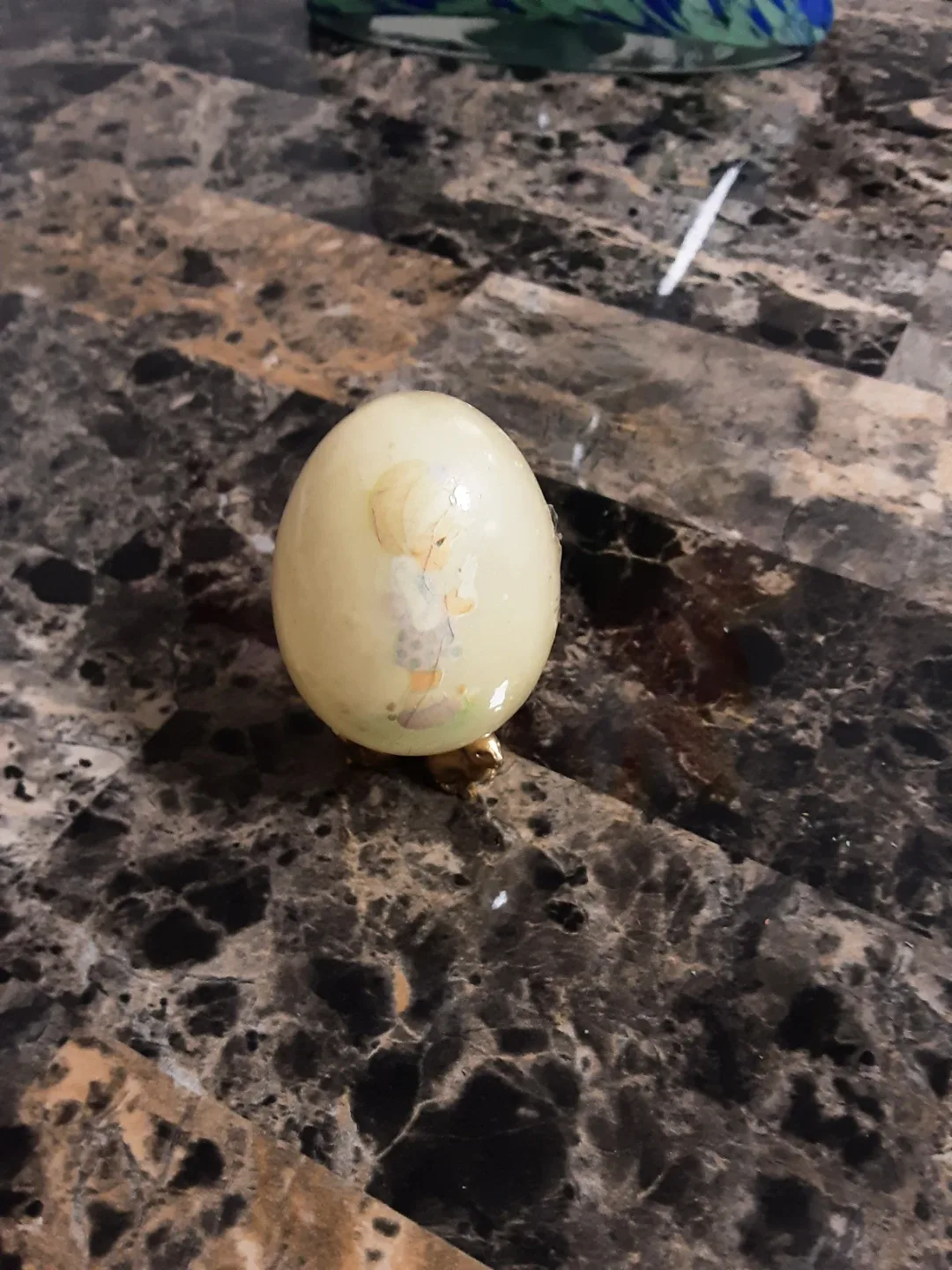 Precious Moments Easter Egg Figurine with Easter bunny gold base
