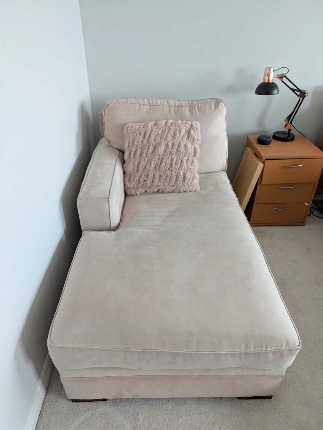 Beige Chaise Lounge Chair with Pillow - photo 4