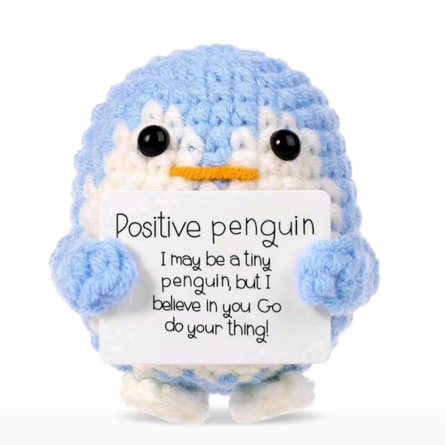 🐧 Crocheted "Positive Penguin" Plush Toy